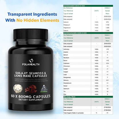 FolaHealth™ - SHILAJIT, SEA MOSS, LION'S MANE CAPSULES