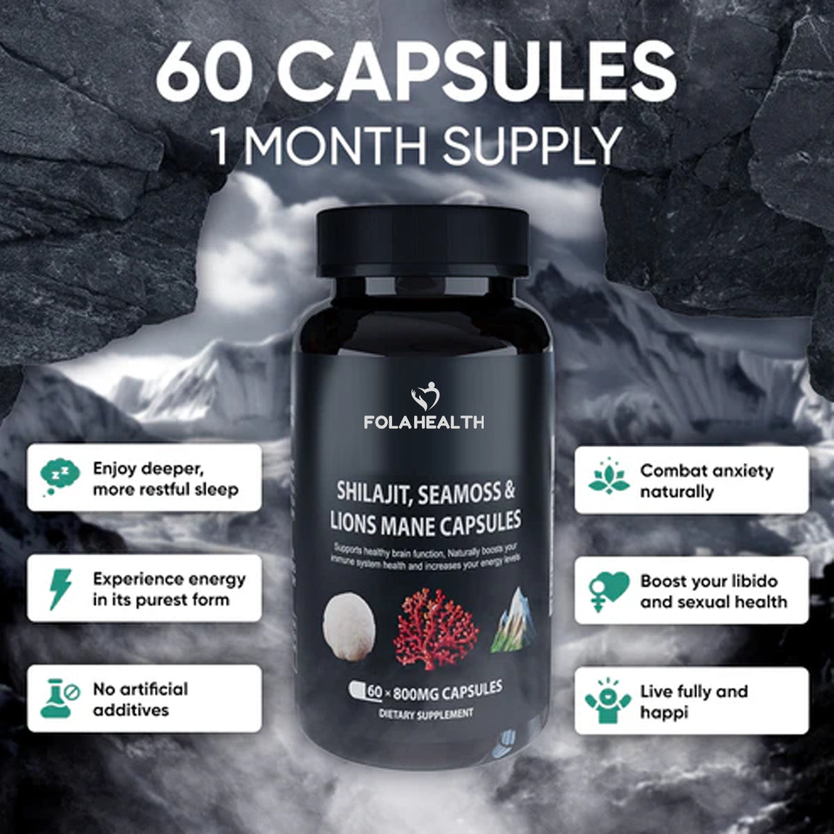 FolaHealth™ - SHILAJIT, SEA MOSS, LION'S MANE CAPSULES