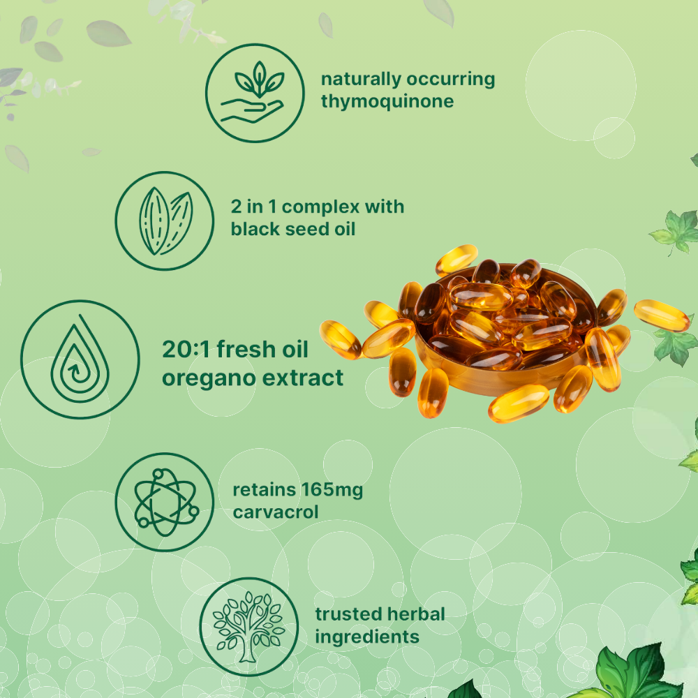 Oregano Oil Softgels with Black Seed Oil
