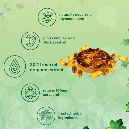 Oregano Oil Softgels with Black Seed Oil