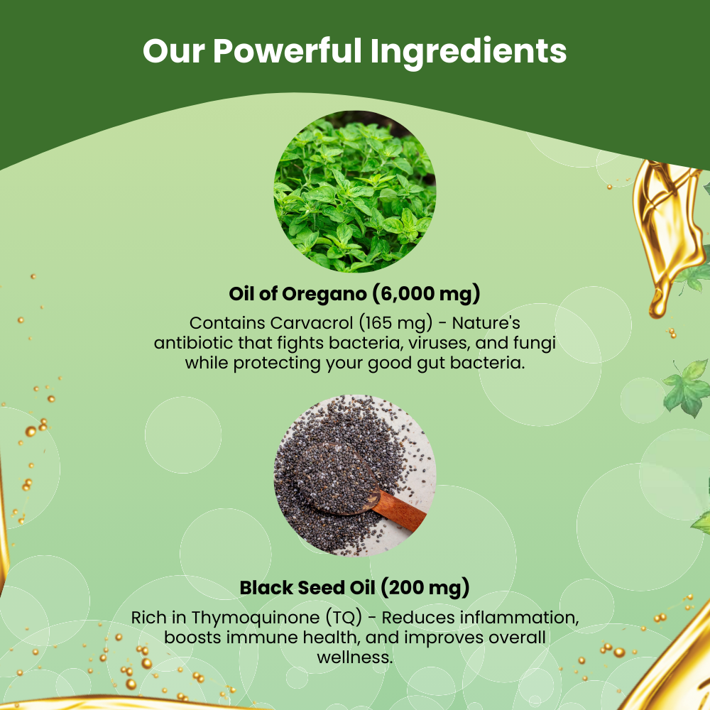 Oregano Oil Softgels with Black Seed Oil